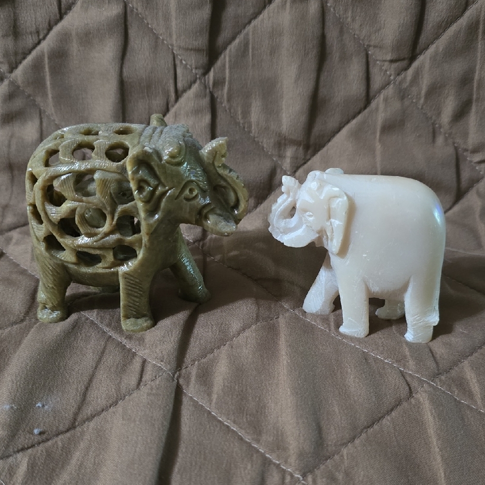 Intricate Elephant Figurine Pair